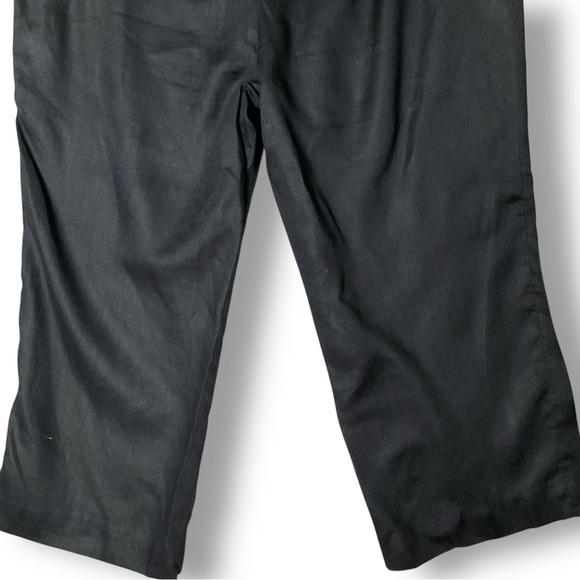 Lauren Ralph Lauren 100% Linen Crop Pants Sz 16 W Black Lined Coastal - Picture 7 of 9